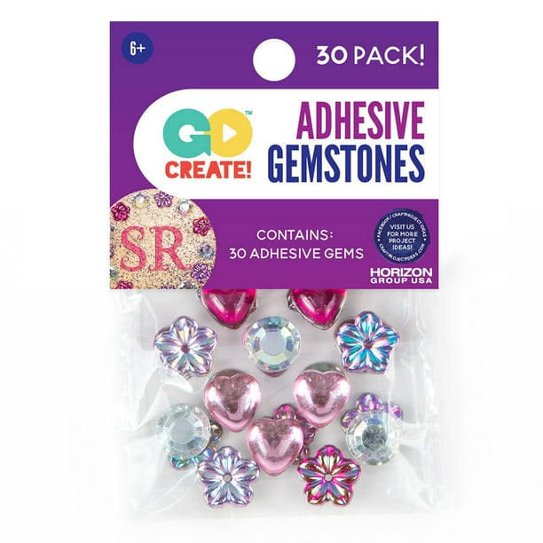 Go Create Acrylic Heart & Flowers Sticker Gemstones, 30 Pieces