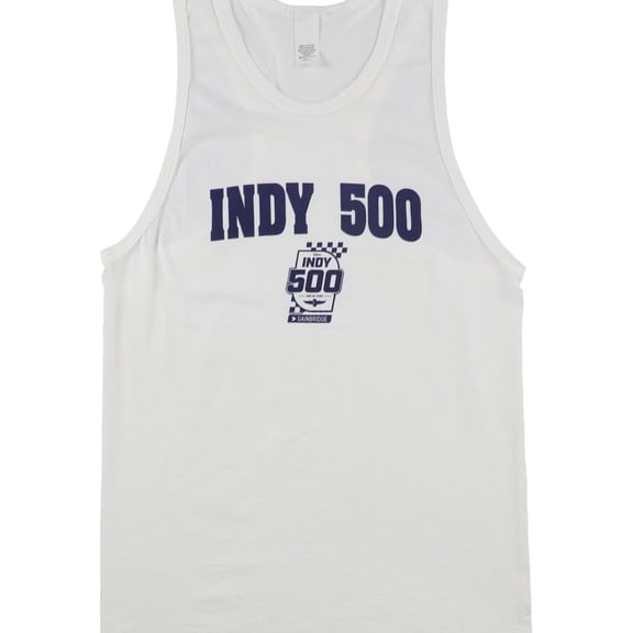 Indy 500 Mens Logo Print Tank Top, White, Small