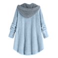 thumbnail image 2 of Lindbes Clearance Womens Plus Size Button Jacket Plush Solid Color Hooded Jacket Loose Cardigan Coat Winter Jacket Sweater, 2 of 3