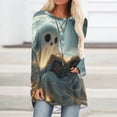 thumbnail image 2 of Youyipin womens tops Halloween Printed Shoulder Length Long Sleeved Round Neck Pullover Top Shirt beach vacation clothes for women, 2 of 5