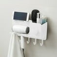 thumbnail image 6 of Kraoden Bathroom Hair Dryer Wall Mount, Multifunctional Hair Dryer Support, Space Saving Storage Rack with Hooks and Phone Holder, No Drill Installation, Strong Load-Bearing Design, 6 of 6
