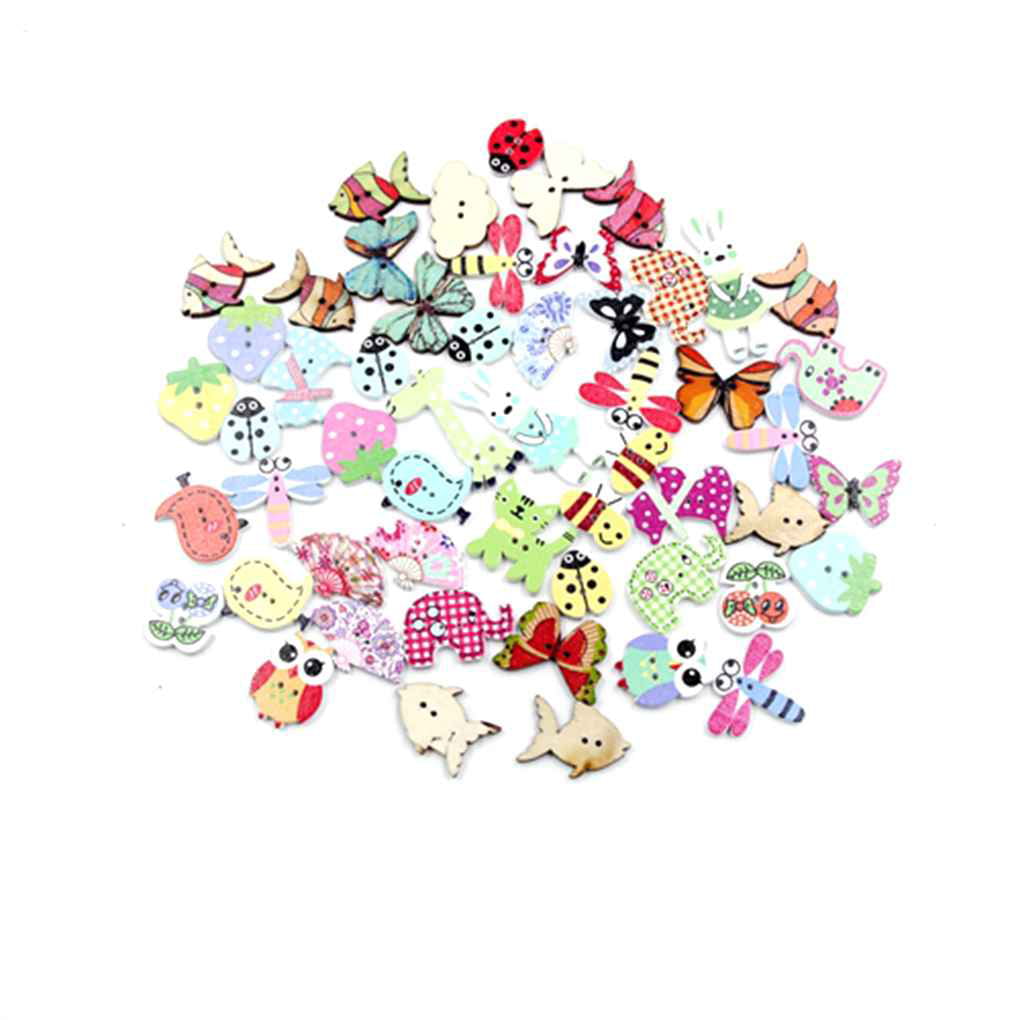50Pcs Cartoon Animal Mixed Colors Buttons Kids Baby DIY Crafts Sewing Press Stud 