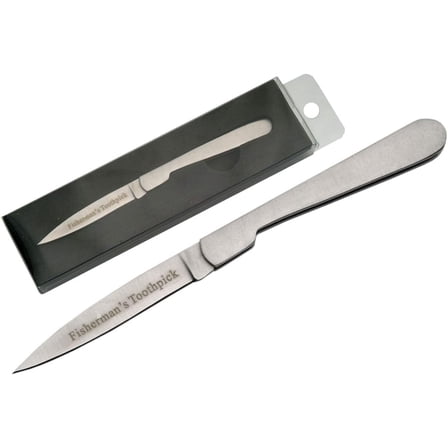 SZCO Supplies Fisherman’s Toothpick Knife – 2.75" Closed, Stainless Steel Blade and Handle, Black Finish