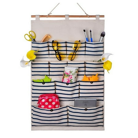 stripe pockets polka organizer dots closet hanging navy door dark bag storage linen cotton fabric brand