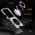 thumbnail image 3 of Designed for Samsung Galaxy Z Flip 7 Magnetic Hard Case, Compatible with Magsafe, Rugged 360 Rotating Ring Kickstand Heavy Duty Shockproof Protection Phone Case for Samsung Galaxy Z Flip 7, Purple, 3 of 8