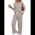 thumbnail image 1 of Conjuntos de Dos Piezas para Mujer, Suéter de Cuello Henley de Otoño, Chándal A Juego, Pijamas Cómodos con Bolsillos Camello L, 1 of 7
