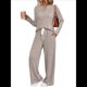 thumbnail image 1 of Conjuntos de Dos Piezas para Mujer, Suéter de Cuello Henley de Otoño, Chándal A Juego, Pijamas Cómodos con Bolsillos Camello XXL, 1 of 7