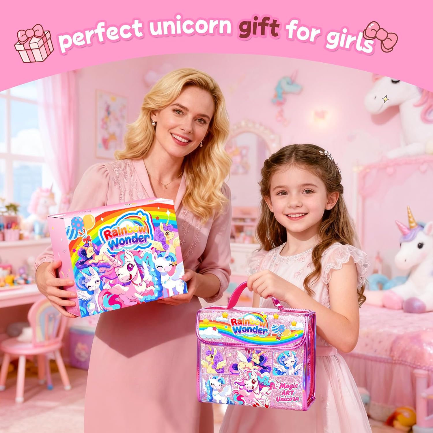 homicozy 106PCS Scented Washable Markers Set,Arts and Crafts Kit for Girls Ages 4-6-8-10,Travel Coloring Drawing Art Supplies with Unicorn Glitter Pencil Case,Ideal Birthday Gift for Kids