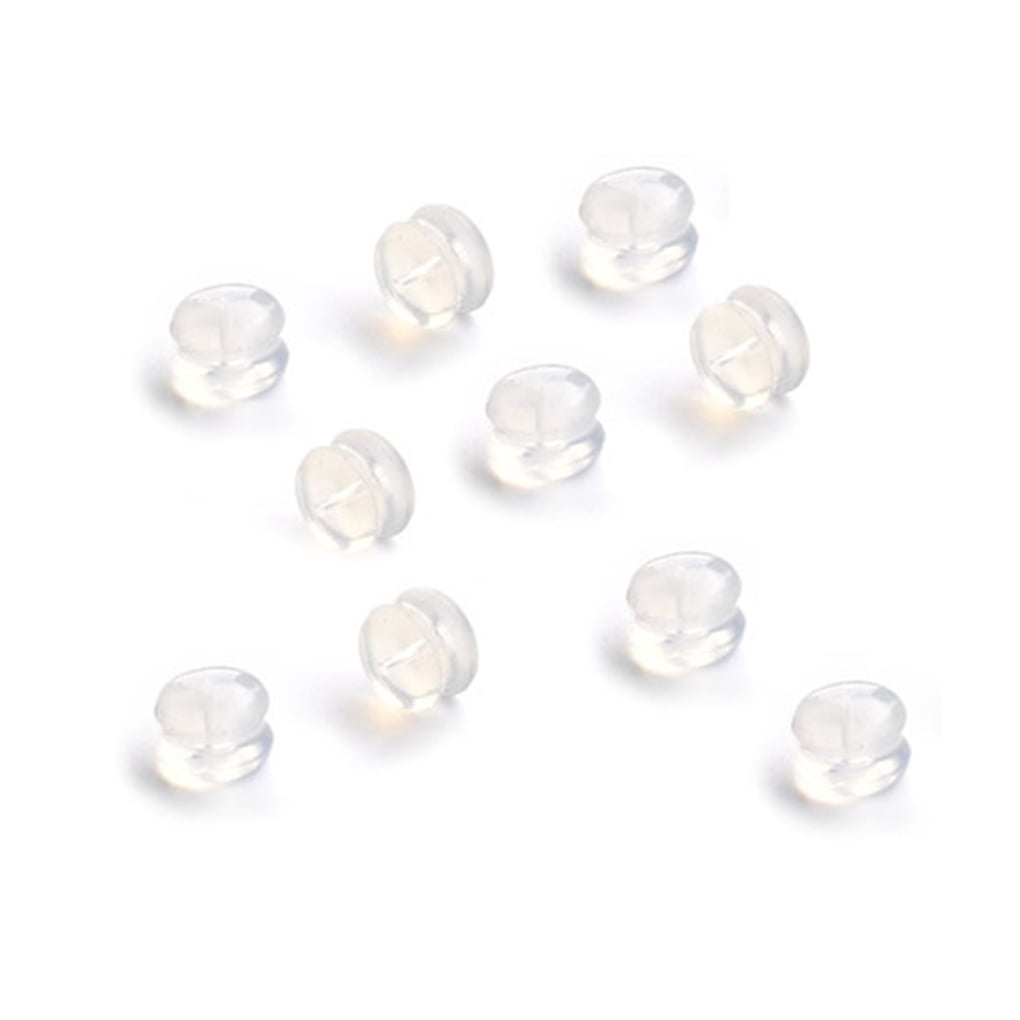 Jygee 10/100pcs Rubber Earring Back Plug Cap Clear Soft Silicone Antiallergic Safety Stud Earrings Stopper Earplugs