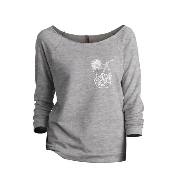 Southern Mama Jar Women's Fashion Slouchy 3/4 Sleeves Raglan Lightweight Sweatshirt Sport Grey Medium