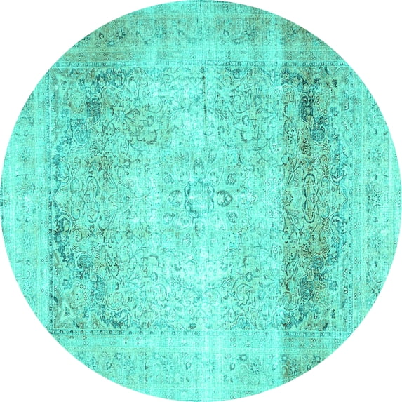 Ahgly Company Indoor Round Persian Turquoise Blue Traditional Area Rugs, 3' Round