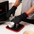thumbnail image 4 of Oven Mitts and Pot Holders Sets, High Heat Resistant Extra Thick Long Oven Mitts for Cooking, Black Red, 4 of 4