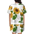 thumbnail image 3 of Naloa Plump Sunflower And Sketch Women's Short-Sleeved Pajama Set, Loungewear, Summer pajamas, Breathable Cozy - Small, 3 of 9