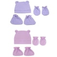 thumbnail image 3 of Manoplas, calcetines, gorro de dormir, gorro cálido para bebés, recién nacidos, niños y niñas, color café, 3 of 5