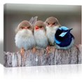 thumbnail image 1 of Canvas Print Four Birds Pictures Landscape Animal Lovely Artwork HD Painting Artwork for Wall Decor Home Room Office on 12x16 inches, Framed, Ready to Hang, 1 of 6