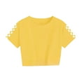 thumbnail image 3 of GXWEA Kids Clothes Girl Clothes Size 10-12 Toddler Girl Clothes 2025 Summer Toddler Girls Short Sleeve Shorts Sweatsuit Outfits 9-10 Years Yellow, 3 of 5