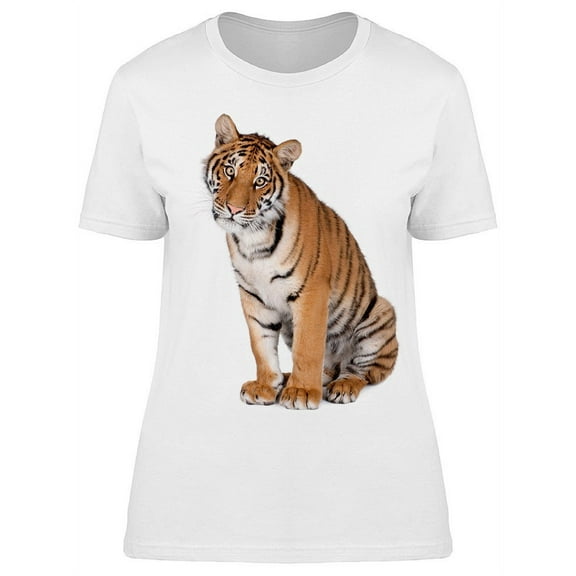 Curious Bengal Tiger Sitting T-Shirt Women -Image by Shutterstock, Female 3X-Large