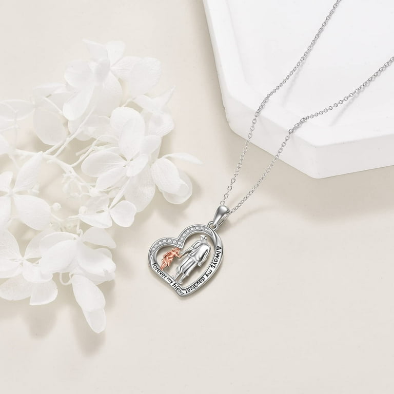 WINNICACA Father Daughter Heart Pendant Necklace Sterling Silver
