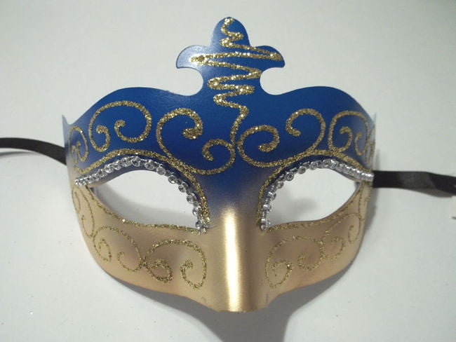 Blue Masquerade Mask Diamante Venetian Style Weddings New Year 2019 Masked Balls 