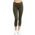 thumbnail image 2 of Juniors Active Basic Stretch Capri Length Yoga Workout Leggings (Olive, S), 2 of 5