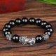 thumbnail image 4 of Pulsera de cuentas Pixiu legendarias de seis palabras, hecha a mano, de piedra de obsidiana negra, 4 of 5