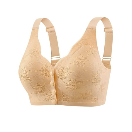 BSDJILFG Plus Size Bras for Women Casual Front Button Closure Seamless Yoga Bras Soft Breathable Big Busted Bras Clearance L-4XL