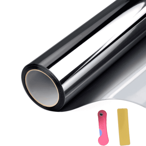 Window Privacy Film One Way Daytime Mirror Tint Treatments UV Heat Control Vinyl Stickers Sun Block Glass Paper Door Covering Reflective 36 in. X 98 in.