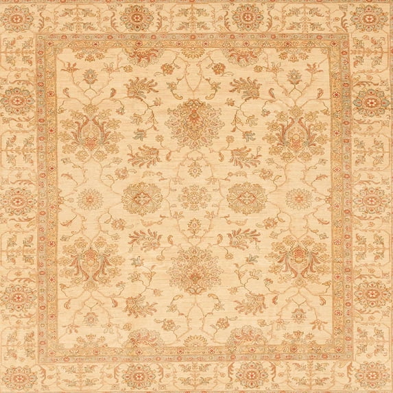 Ahgly Company Indoor Square Abstract Orange Oriental Area Rugs, 4' Square