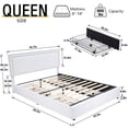 thumbnail image 3 of VECELO Queen Size Bed with 4 Storage Drawers Upholstered Platform Bed Adjustable with Nailhead Trim Headboard Wooden Slats Support Bed Frame, White, 3 of 8