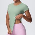 thumbnail image 4 of Garbnen Short Sleeve Shirts for Women Slim Fit Crewneck Tops for Women Basic Seamless Yoga Workout Shirts Women Green XL, 4 of 7
