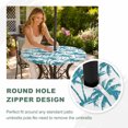 thumbnail image 4 of Round Outdoor Tablecloth with Umbrella Hole and Zipper, Teal Palm Tree Tablecloth with Elastic Waterproof, Coastal Trees Summer Tropical Botanical Patio Table Covers for 31" - 35" Picnic Pool Tables, 4 of 9