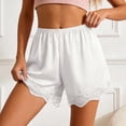 thumbnail image 3 of TrendOFT Anti-Chafe Shorts for Women Outerwear Thin Satin Lace Home Lounge Sleep Shorts White L, 3 of 7