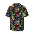 thumbnail image 2 of Naloa Monster Car Men's Loose Fit Cuban Collar Short-Sleeve Shirt with Button-down and Chest Pocket for Everyday Wear Outings - Small, 2 of 7
