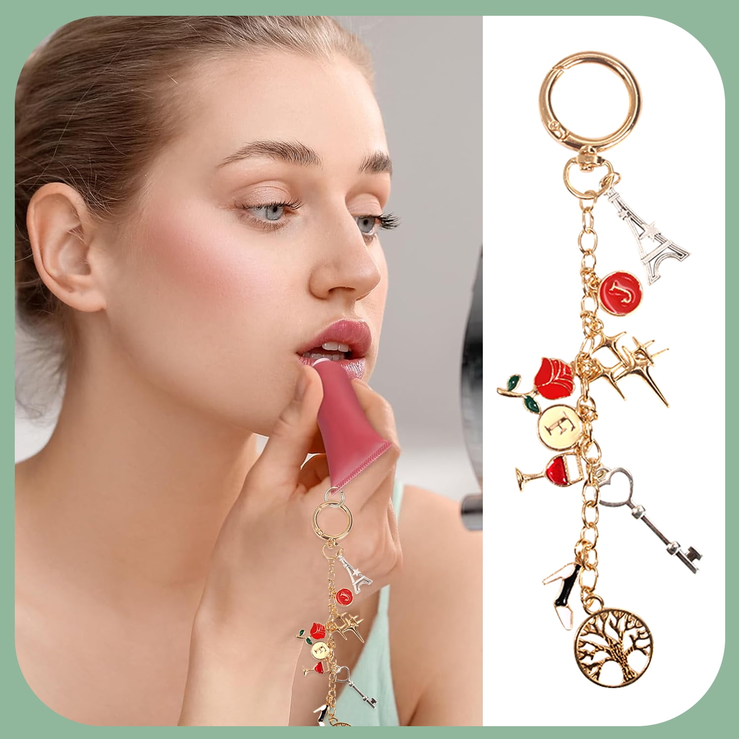 326 Pcs Charms Lip Gloss Keychain Making Kit, DIY Craft Supplies with Charms, Key Chain Hook, Jump Rings, Lobster Clasps, Extender Chains and Jewelry Plier