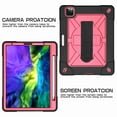 thumbnail image 5 of Dteck Case For iPad Pro 11 2nd Gen 2020 & 1st Gen 2018, Heavy Duty Rugged Drop Proof Shockproof Hybrid Armor Case with Stand Pencil Holder Hand Strap Shoulder Strap, Black+Rose, 5 of 8