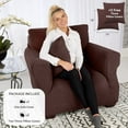 thumbnail image 4 of Jinamart Housse de Fauteuil Extensible Élastique, 1 Pce (Chocolat, Petit), 4 of 7