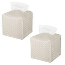 RUseeN Tissue Box Cover, Tissue Box Holder Square, Tissue Holders Decorative Organizer for Home Decor, Tabletop and Car, 5"X5"X5", Ivory