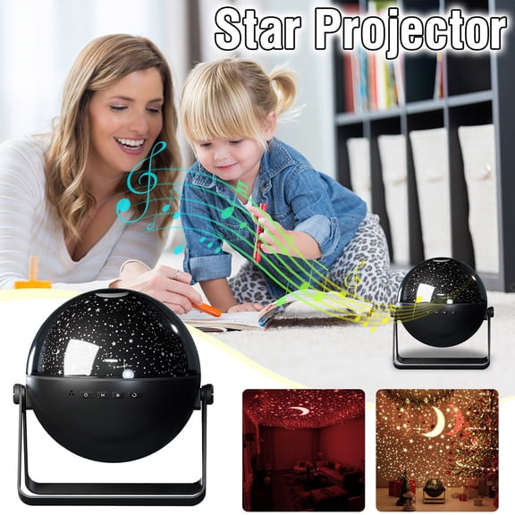 NWOKYZGH USB Plug In Remote Control Bluetooth Audio Light Star Blue Projector
