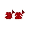 thumbnail image 2 of Gzhioc Infant Baby Girls Christmas Fall Romper Dress 0 3 6 9 12 18 Months Plush Patchwork Long Sleeve Jumpsuits and Cute Santa Hat Clothes Set, 2 of 9