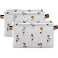 thumbnail image 2 of Coolnut Cartoon Flowers Storage Basket Foldable Storage Bin, Canvas Rectangular Storage Basket with Leather Handles for Home Closet & Office Decor Gifts, 2 of 7