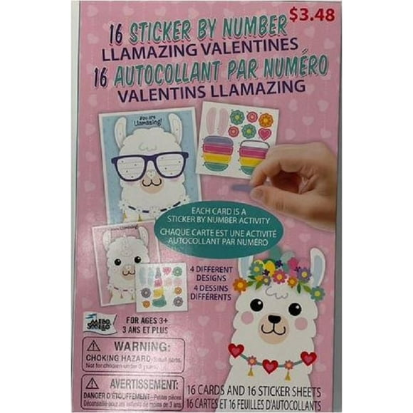 Mello Smello 16CT Sticker By Number Llamazing Valentines Kiddie Cards