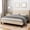 Beige, variant on King Size Bed Frame, Luxurious Velvet Upholstery Platform Bed with Wingback Headboard, Wooden Slat Support, Easy Assembly, No Box Spring Need, Light Gray