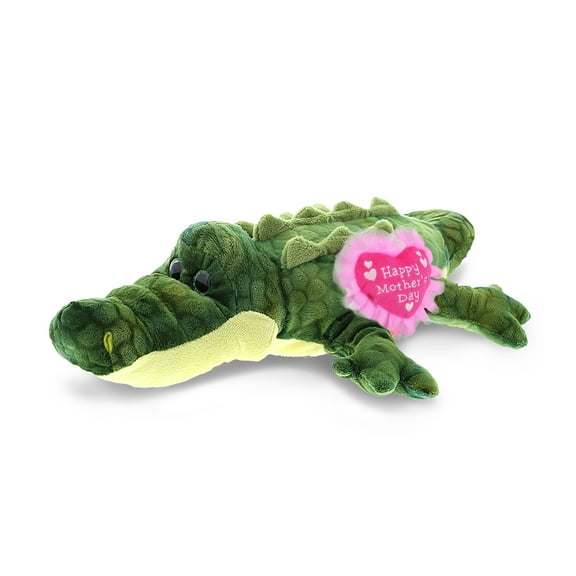 DolliBu Happy Mother's Day Super Soft Plush Gator Figure - Cute Stuffed Animal with Pink Heart Message for Best Mommy, Grandma, Wife, Daughter - Cute Wild Life Plush Toy Gift - 18" Inches