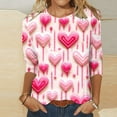 thumbnail image 2 of Valentine's Day Savings Clearance 2024! TAGOLD Summer Tops for Womens, Women's Fashion Three Quarter Sleeve Retro Round Neck Easter Printed Loose Tops Blouse, 2 of 4