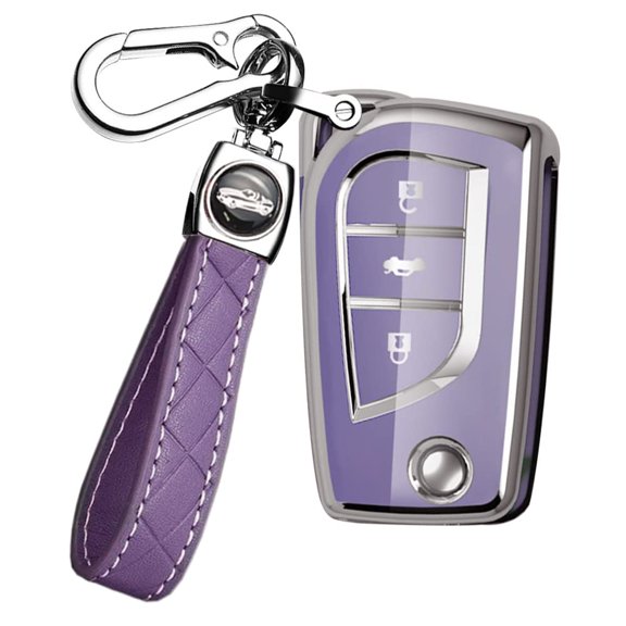 3-Button Key Fob Cover Compatible with Toyota Flip Folding Remote,Soft TPU Key Shell for Collara Yaris Camry RAV4 Verso Auris