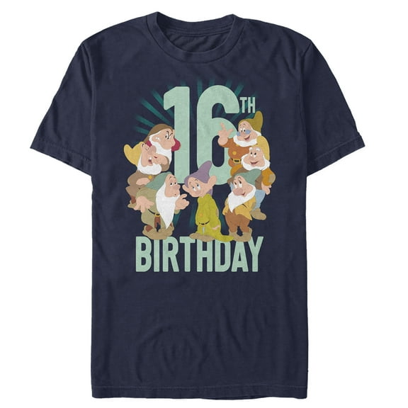 Men's Snow White and the Seven Dwarfs 16th Birthday Graphic Tee Navy Blue 2X Large