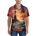 thumbnail image 7 of Men's Casual Short Sleeve Button Down Hawaiian Shirts,Lighthouse at Sunset Shirts Regular Fit Beach Summer Shirts with Front Pocket,XL, 7 of 7
