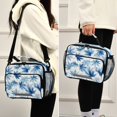 thumbnail image 5 of Insulated Lunch Bag 6L Leak-Proof Lunch Box with Shoulder Strap Multiple Pockets Lunch Tote Abstract Blue Maple Leaves, 5 of 9
