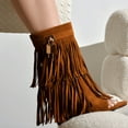 thumbnail image 3 of Vimisaoi wedges boots for women tassel fringe fashion shoes 2023 female summer open toe boots retro vintage, 3 of 5
