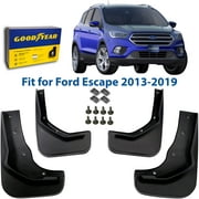 Goodyear Mud Flaps for Ford Escape 2013-2019, Pair, Heavy-Duty Thermoplastic, Custom Fit, Easy to Install, Road/Weather Durability, Car Accessories, 2 License Plate Frames - GY004726
